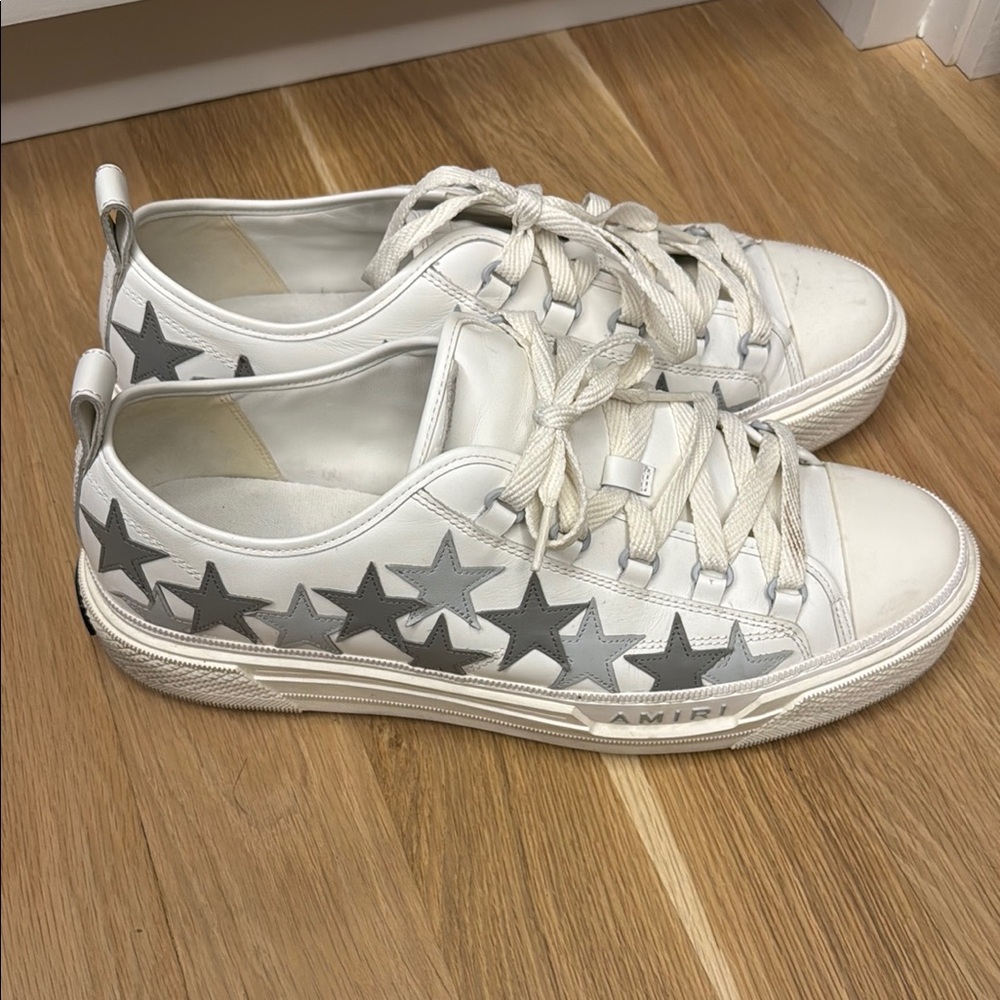 Women's White and Gray Star Sneakers